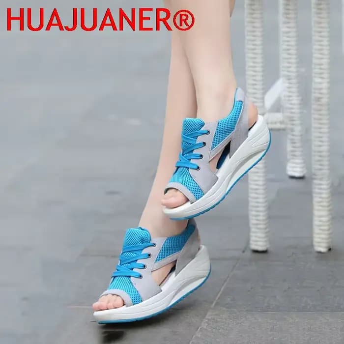 Sandales Femme 2026 Nouveauté Plateforme Chunky à Lacets Confortables Bout Ouvert Chaussures Décontractées d'Été Sportives pour Femmes