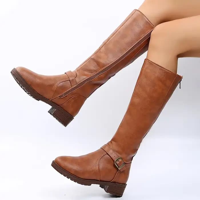 Bottes hautes au genou marron vintage pour femmes