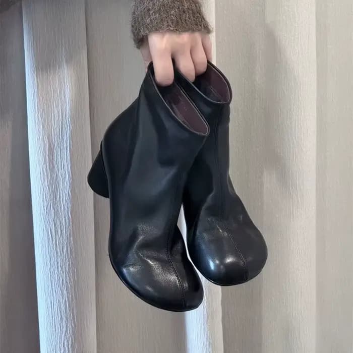 BANFANG femmes bottes 5.5 cm rond talon épais marque de luxe Design en cuir automne hiver nouvelles chaussures de haute qualité pour femme
