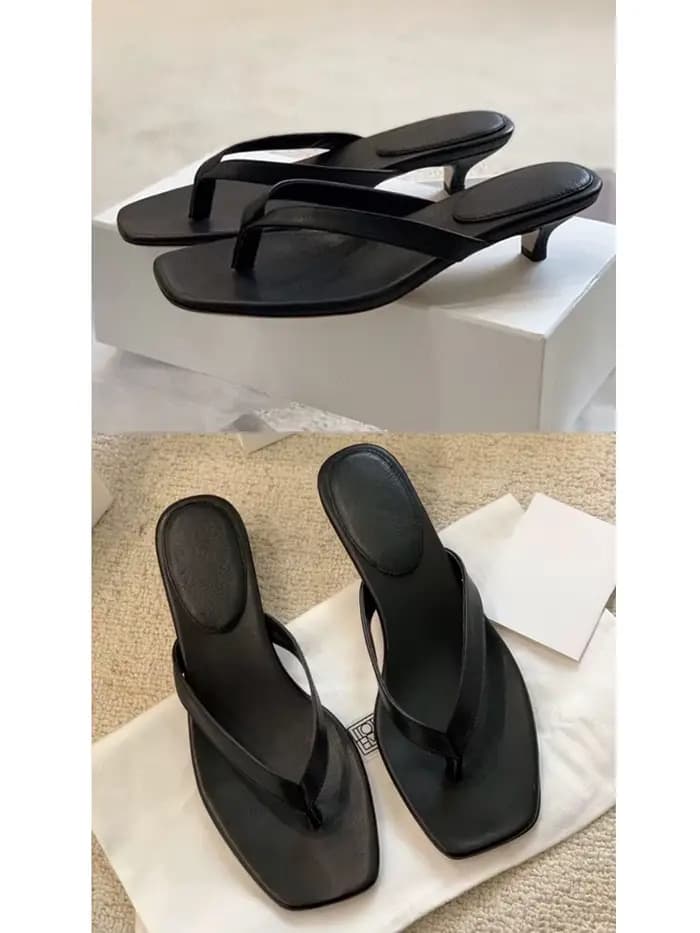 Pantoufles à chevrons à talons hauts en cuir pour femmes
