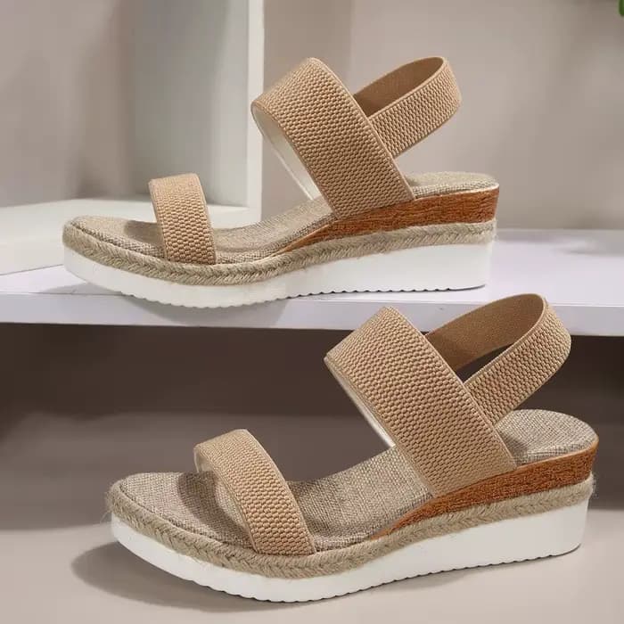 Sandales à talons compensés pour femmes, sandales d'été à plateforme de pied, ensemble ample bouche de poisson