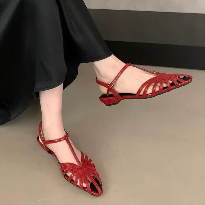 Bailamos 2026 Nouvelle Collection Été Sandales Femme Tendance à Bride Fine Talon Bas Style Gladiateur Bout Pointu avec Boucle Cheville