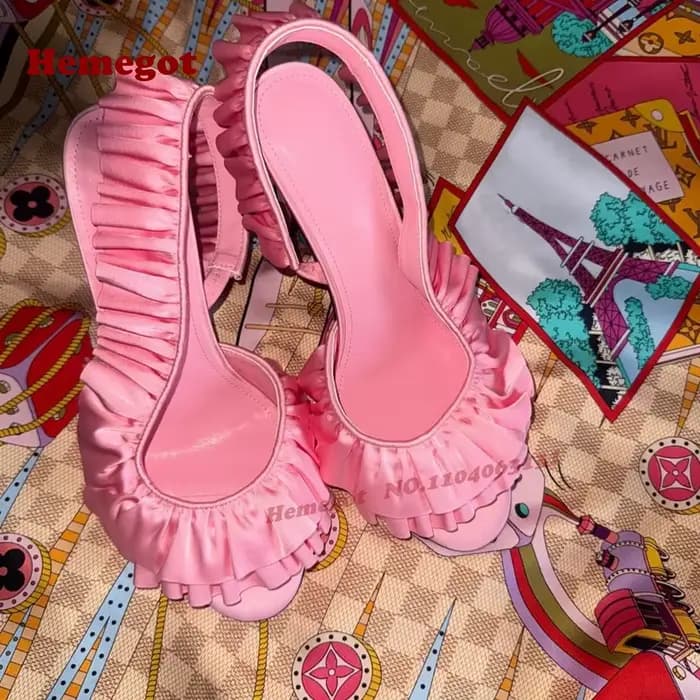 Sandales à bride arrière plissées roses