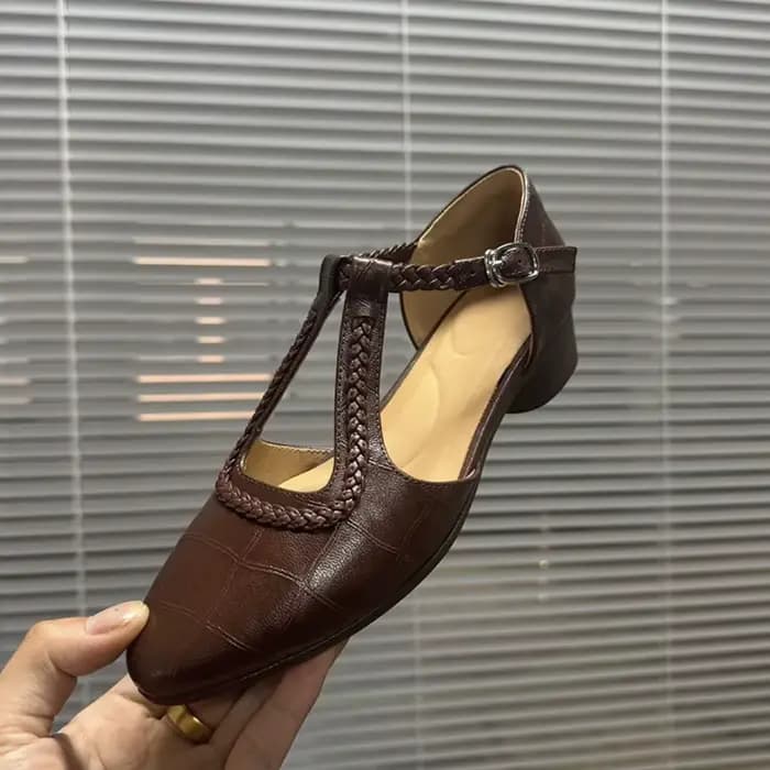 Nouvelles sandales tissées tendance à talon bas