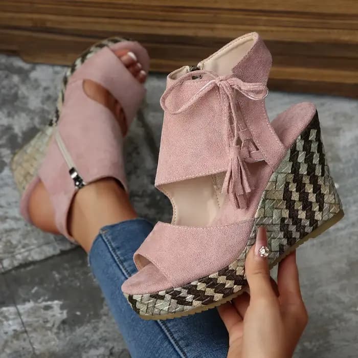 Sandales compensées en daim à talons hauts pour femmes, nouvelle mode bohème 2026, chaussures d'été à plateforme ultra confortables pour femmes