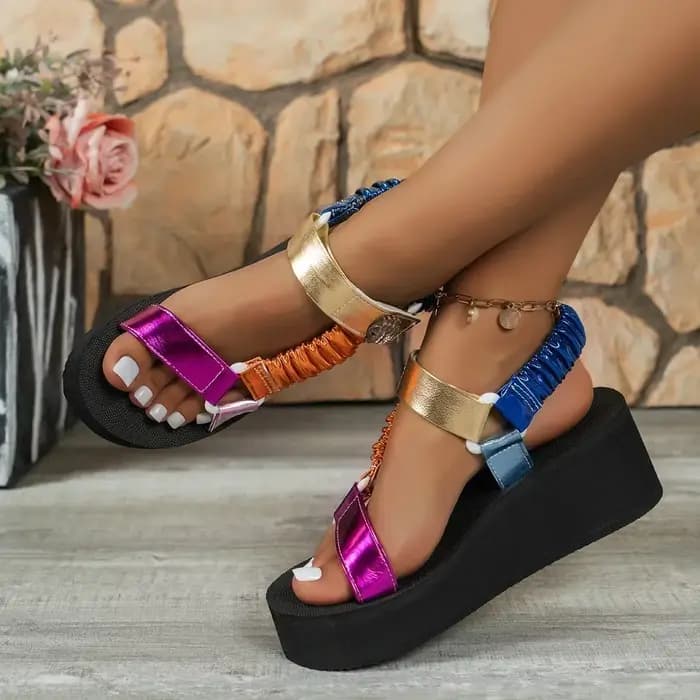 Sandales à plateforme 2025 été plat femmes chaussures pied talons hauts