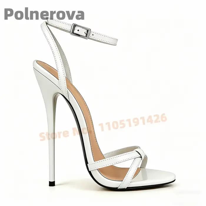 Sandales à talons hauts en cuir noir pour femme