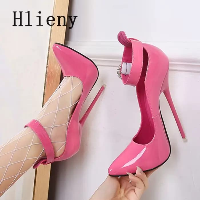 Hlieny Super talons hauts 16 cm femmes pompes talon aiguilles bout pointu dames cheville cristal boucle sangle sandales discothèque chaussures