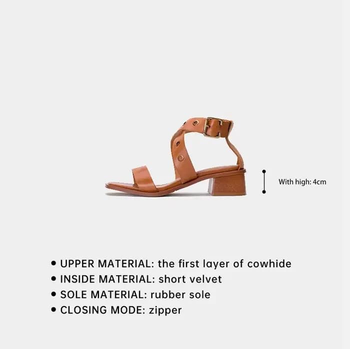 Ods-Sandales gladiateur en cuir de vache pour femmes