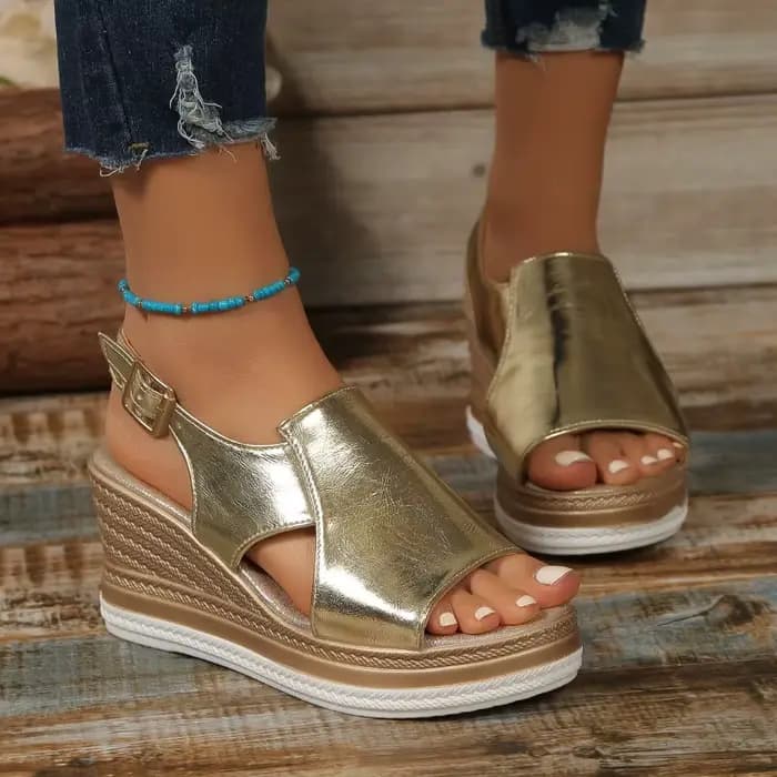 Sandales à l'offre elles compensées Peep Parker pour femmes