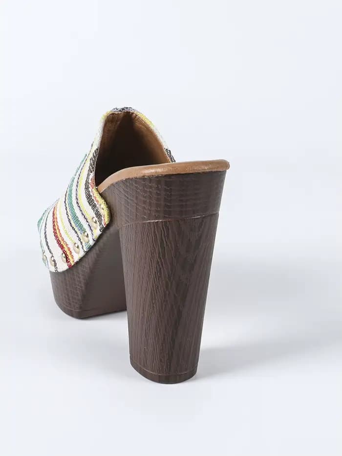 Sandales mules confortables à plateforme arc-en-ciel et talon épais pour femme