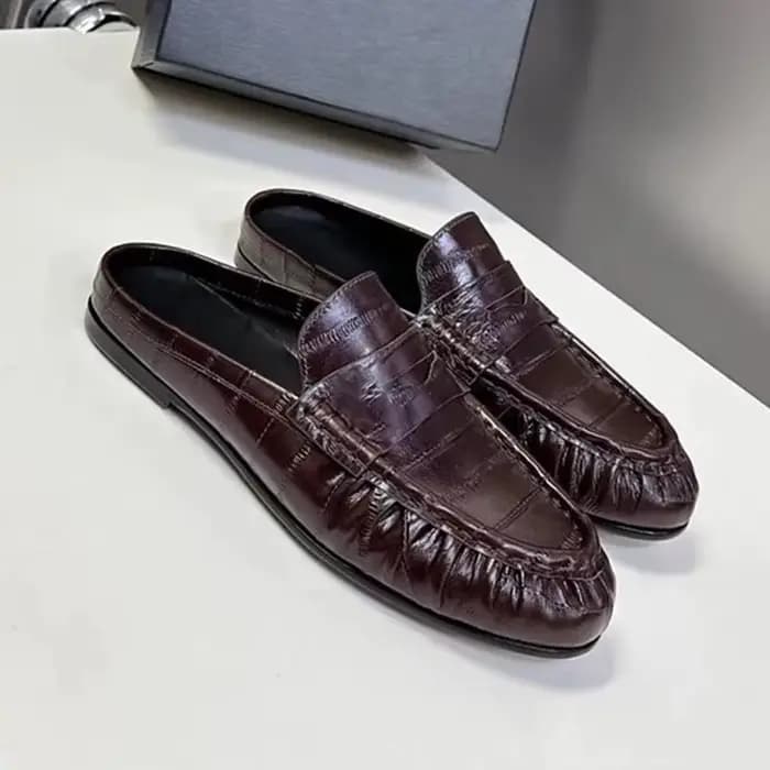 Dilalula 2026 Tendance Mules plissées en cuir naturel pour femme