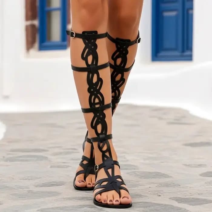 Sandales pour femmes 2026, faites à la main, en cuir grec, montantes, pour mariage et festival, avec soutien de la voûte plantaire, élégantes, tendance