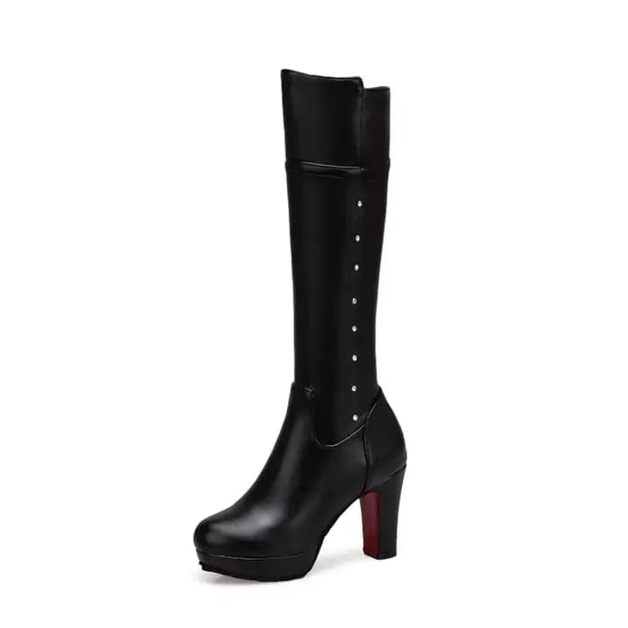 Botas De Mujer bottes hautes femmes automne hiver talons hauts noir blanc en cuir robe De soirée bureau longue