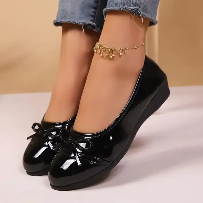 Escarpins rétro à bout rond et talons compensés pour femmes