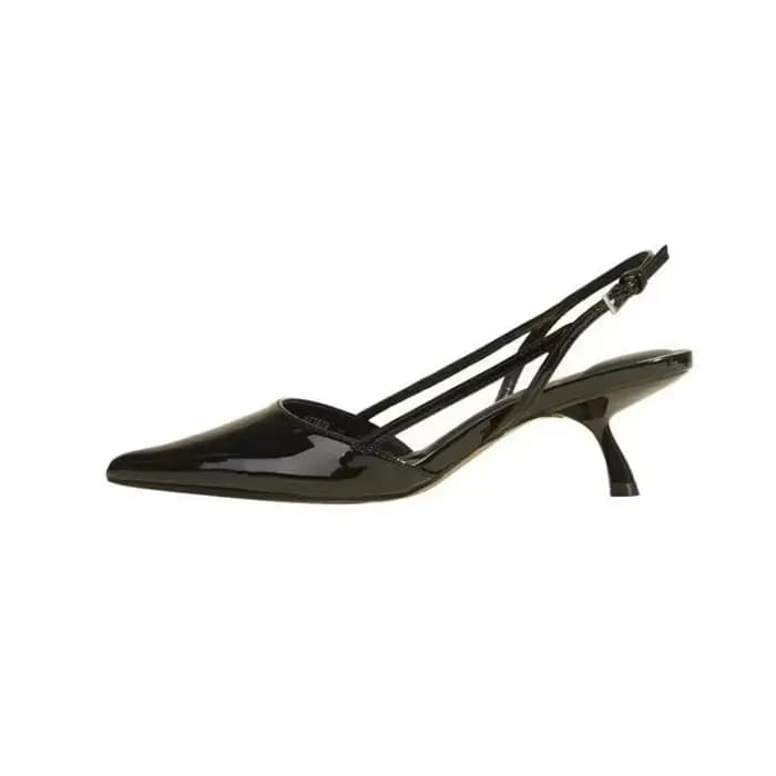 Femmes noires bout pointu talons chaussures sandales 2025 robe fête mode été pantoufles nouveau marche tongs pompes diapositives