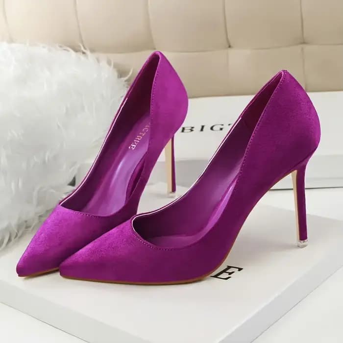 Femmes élégant troupeau Orange violet soirée Banquet fête pompes dame classique Scarpin nouveau bordeaux 9 cm talons hauts chaussures grande taille