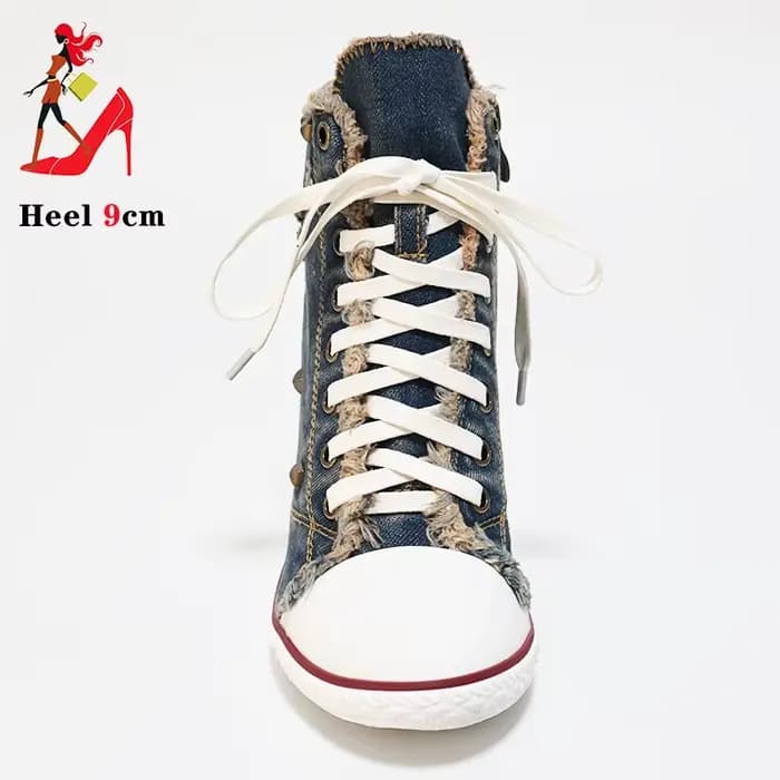 Denim femmes bottes Design Stiletto 9CM chaussures à talons hauts mode dame à lacets pointu bottines Sexy à talons hauts chaussures à talons fins