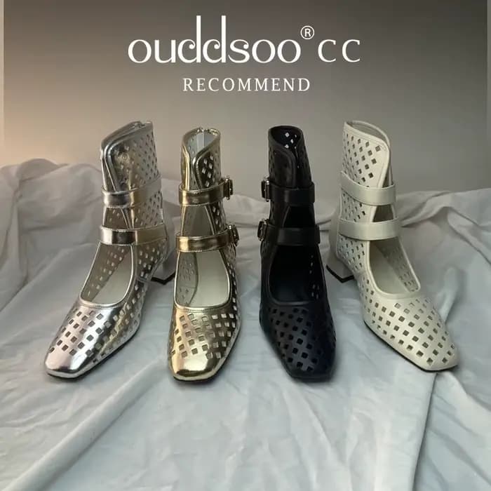 Ods Sexy marque de luxe or gladiateur sandales plate-forme Beige été maille grille bottines
