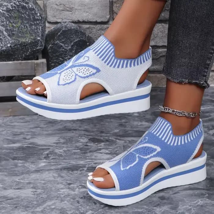 Nouvelles sandales plates pour femmes, en maille, à bout ouvert, décontractées, à talons bas, mules d'été, chaussures à plateforme pour femmes, sandales compensées sportives, confortables pour la plag