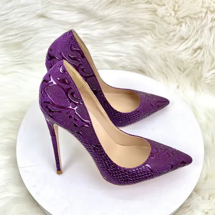 Chaussures de luxe violettes à talons hauts pour femmes