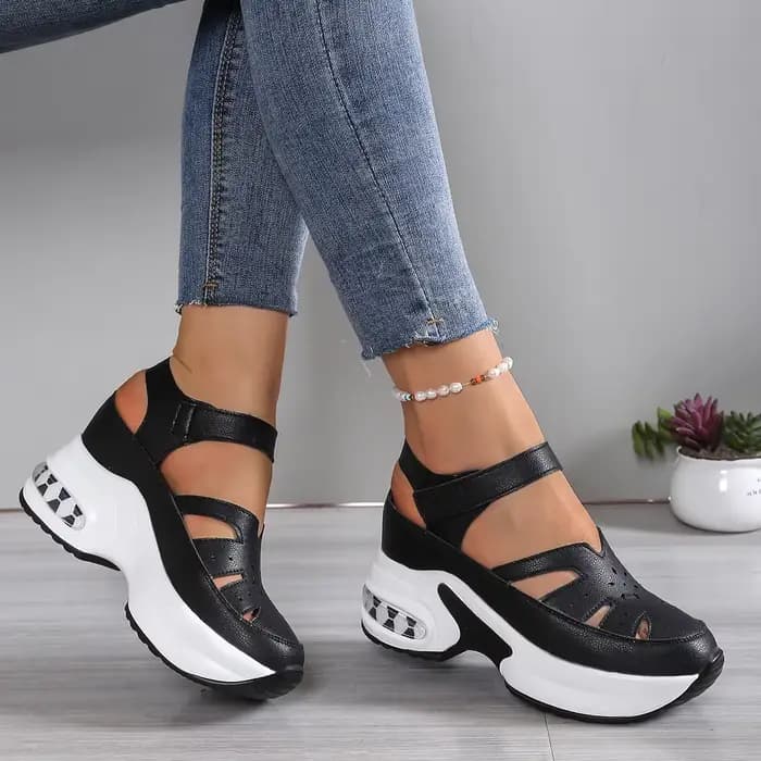 Femmes sandales nouveau bout fermé bureau et carrière été solide chaussures compensées