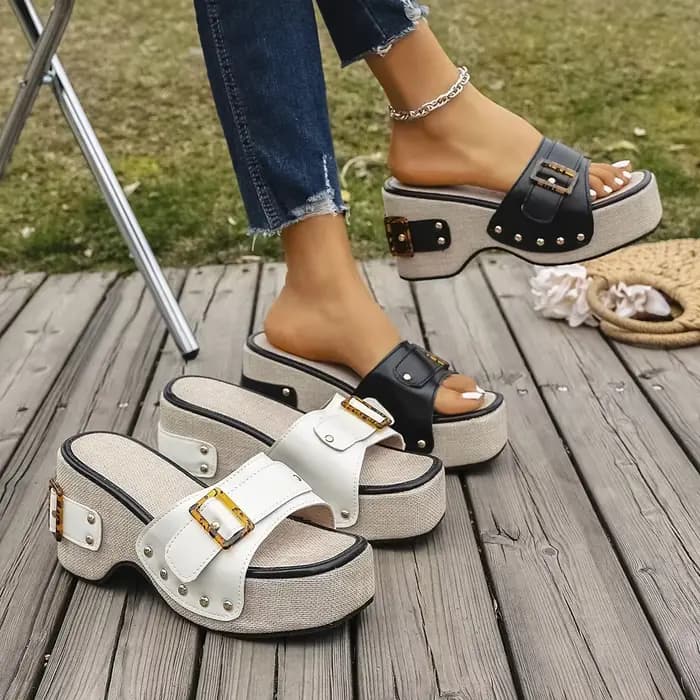 Femmes sandales Style britannique Rome chaussures confortables doux talons hauts