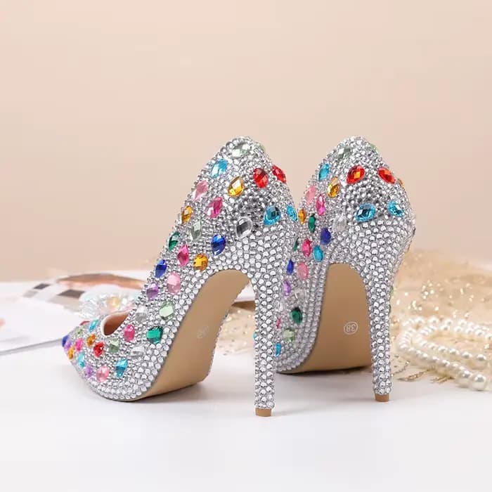 Talons hauts mariage femmes chaussures diamant pompes cendrillon cristal