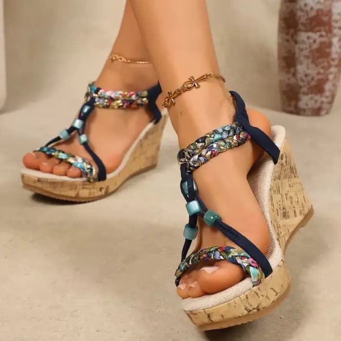 Sandales compensées en cuir pour femme