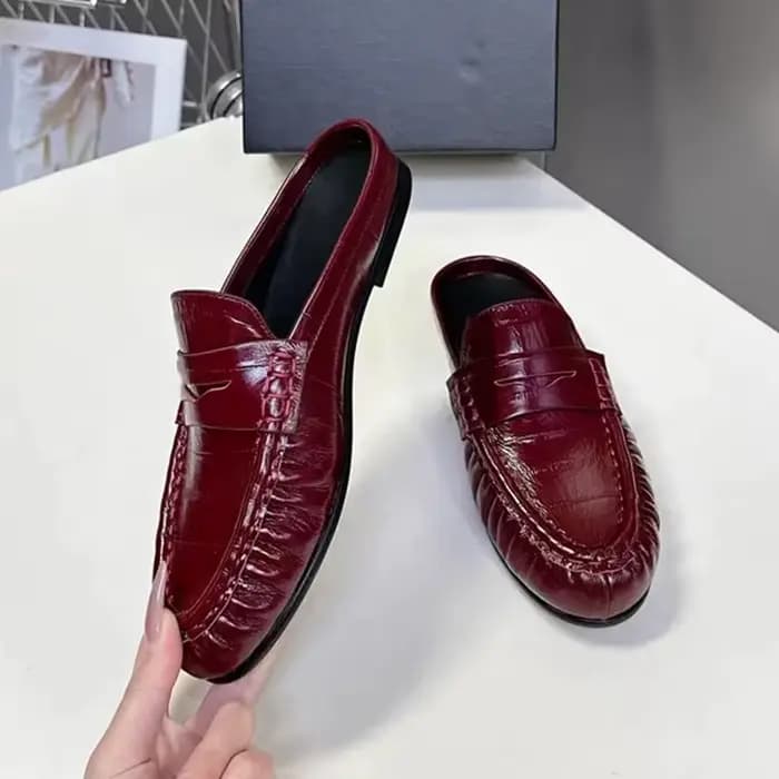 Dilalula 2026 Tendance Mules plissées en cuir naturel pour femme