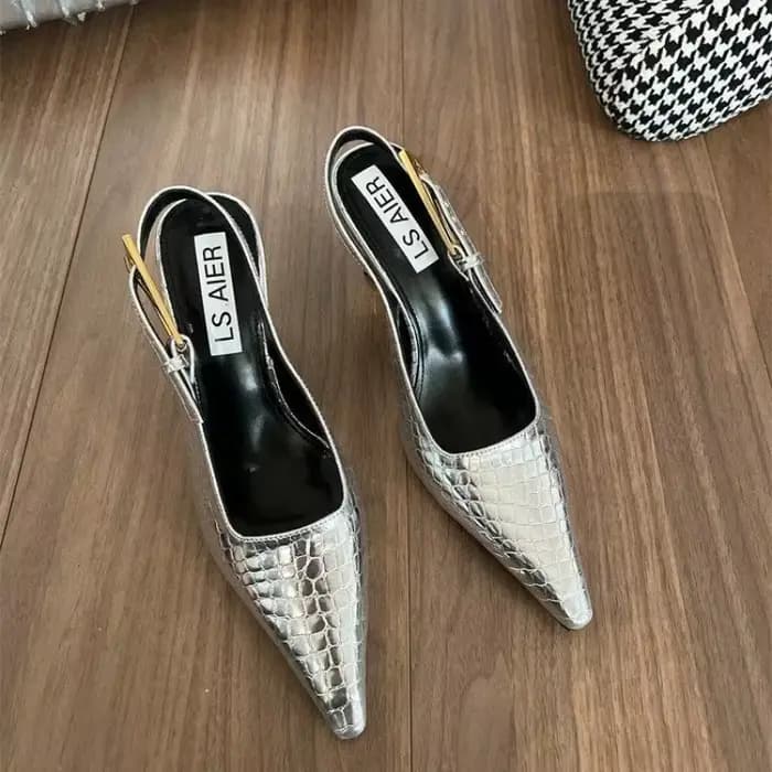 Chaussures Sexy à talons hauts argentés pour femmes