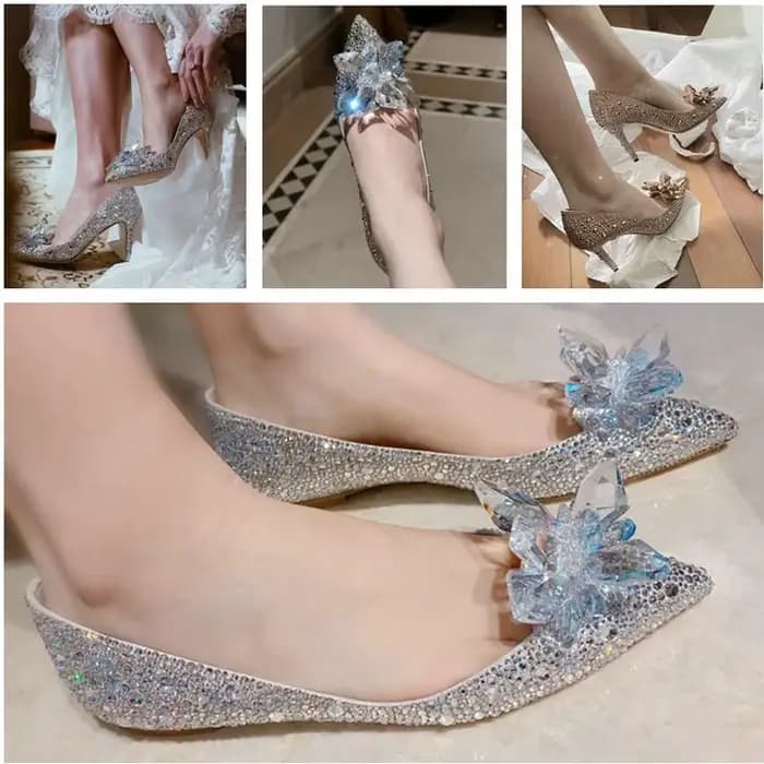 Chaussures de mariage à talons hauts argentés pour femmes