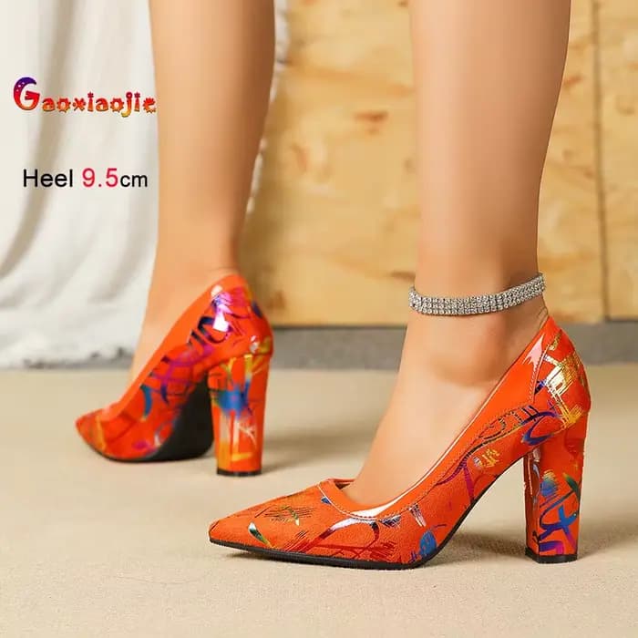 Nouvelles chaussures à talons hauts pour femmes, mode printemps automne, bouche peu profonde, bout pointu, talon épais, chaussures à talons hauts, chaussures simples pour femmes, grande taille 36-43