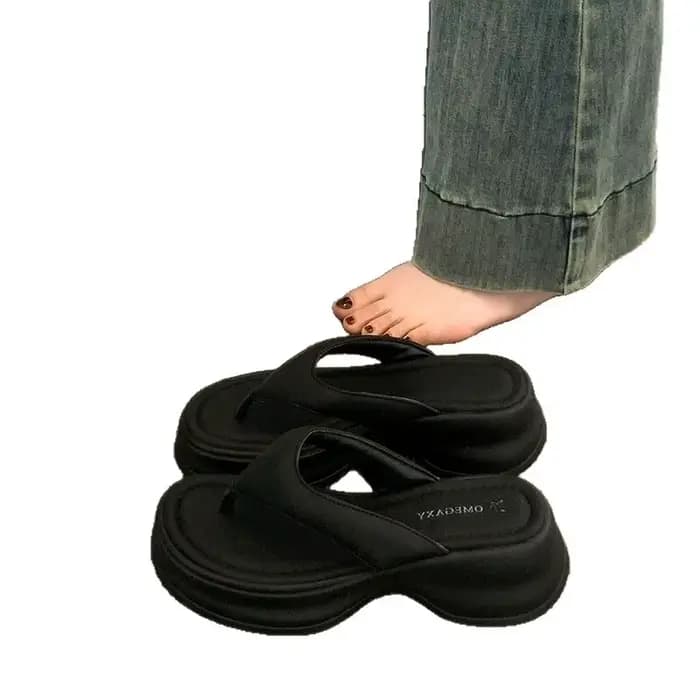Sandales noires à talon épais pour femme