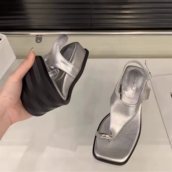 SUOJIALUN 2025 nouvelle marque femmes sandale mode bas talon compensé dames diapositives décontractées chaussures