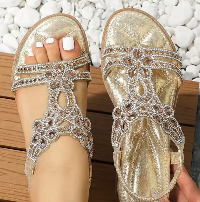 Femmes sandales plates strass