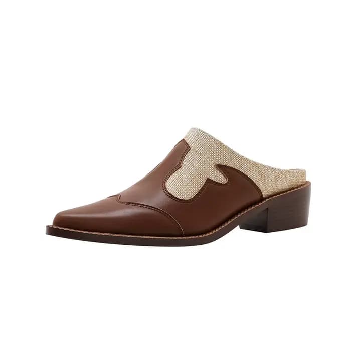 Kaky's-Pantoufles pointues en cuir de vache pour femmes