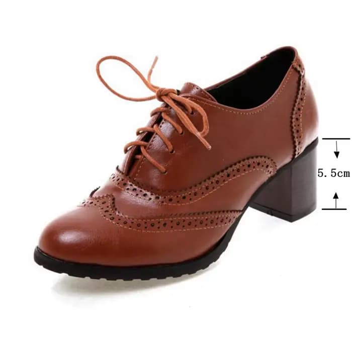 Girseaby-Brogue Rond à Talons en Bois pour Femme