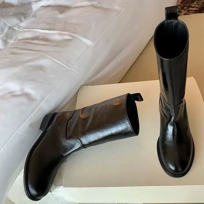 Chaussures mi-mollet à talon moyen pour femmes