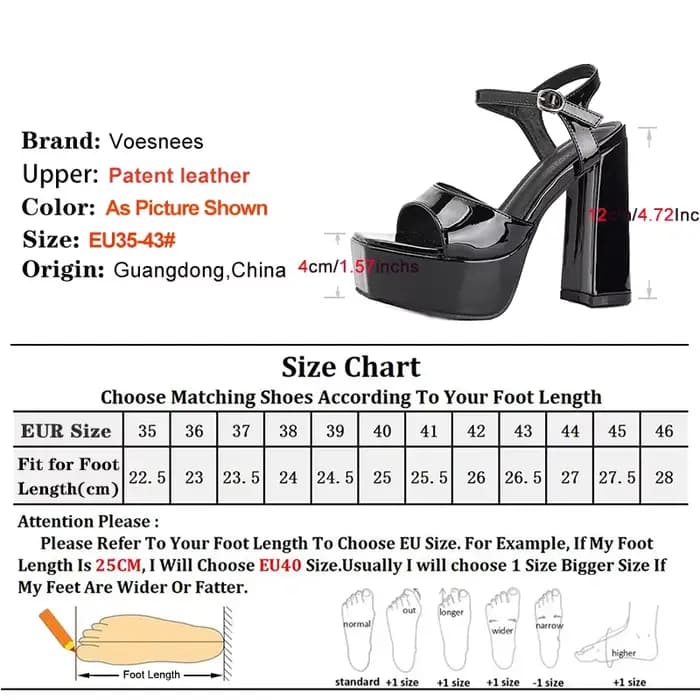 Sandales d'été en cuir verni noir à talons hauts de 12CM pour femmes, chaussures de défilé à bout carré, grande taille européenne et américaine, 2025