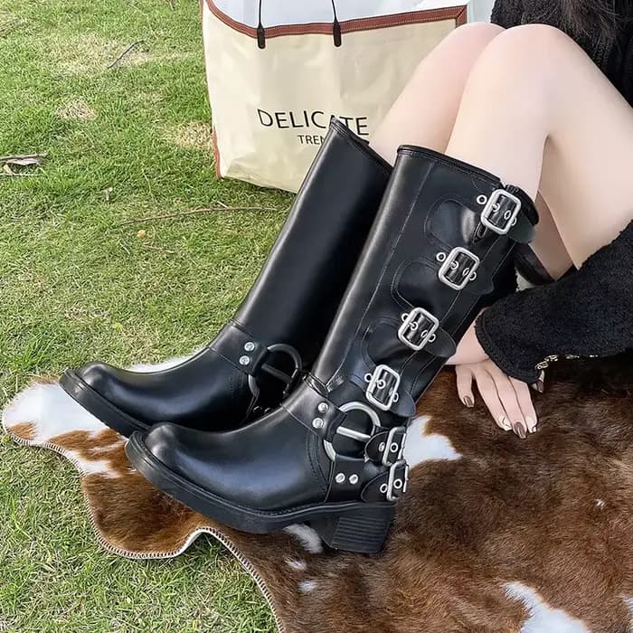 Bottes de moto à plateforme haute pour femmes