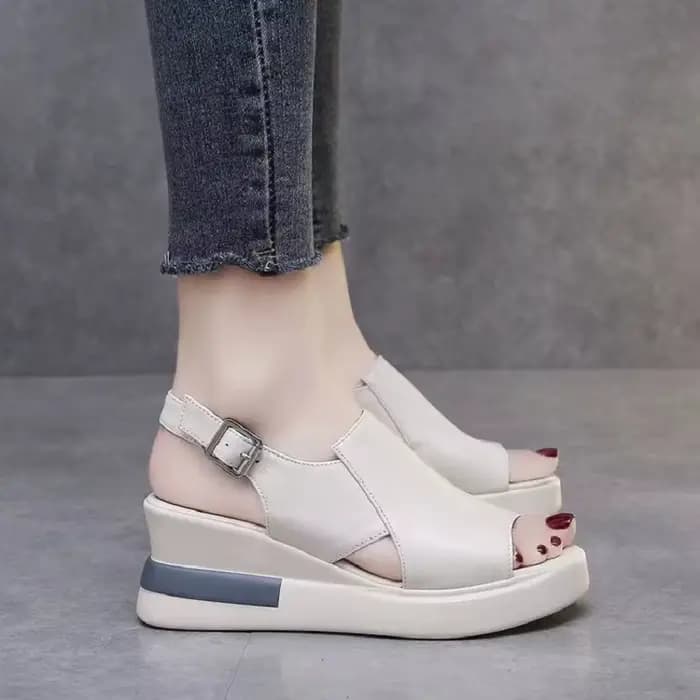 2025 été sandales à plate-forme compensée mode rétro Romen chaussures De plage dames décontracté Peep orteil doux confortable Sandalias De Mujer