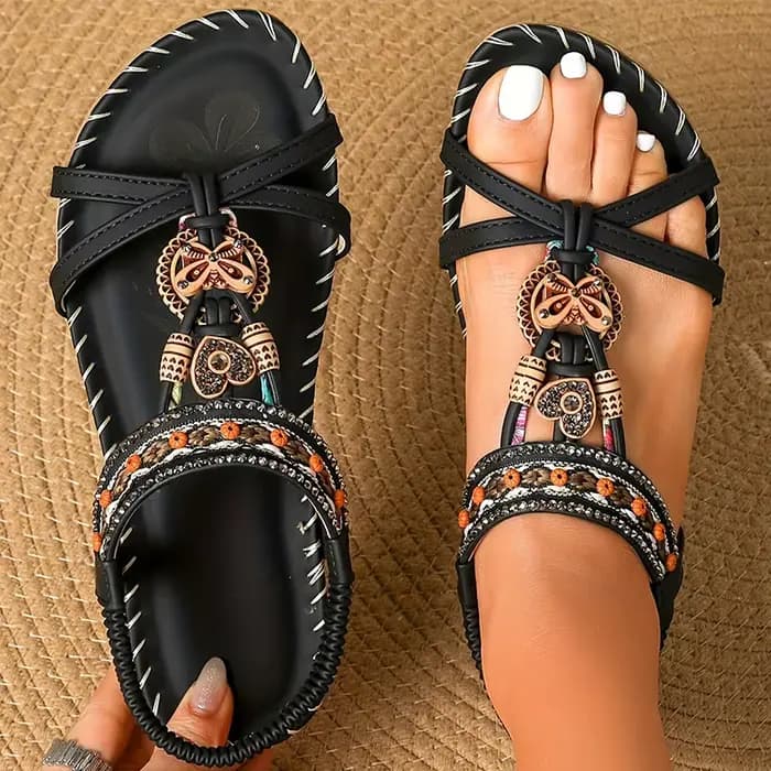 Sandales femme haute qualité sandales d'été pour femme chaussures chaussures d'été bohême Sandalias De Mujer nouvelles sandales plates femmes