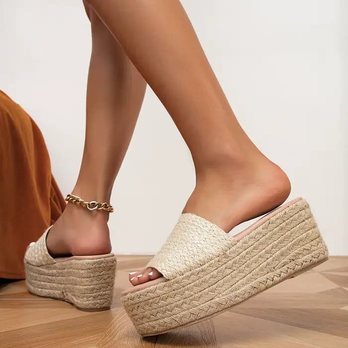 Sandales compensées à plateforme pour femmes, pointures 35-42, style espadrilles, à bout ouvert, tendance, pour l'été, la plage et l'extérieur