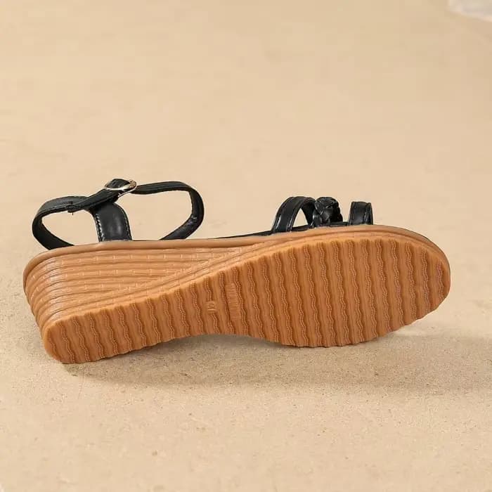 Sandales compensées d'été pour femmes en cuir PU