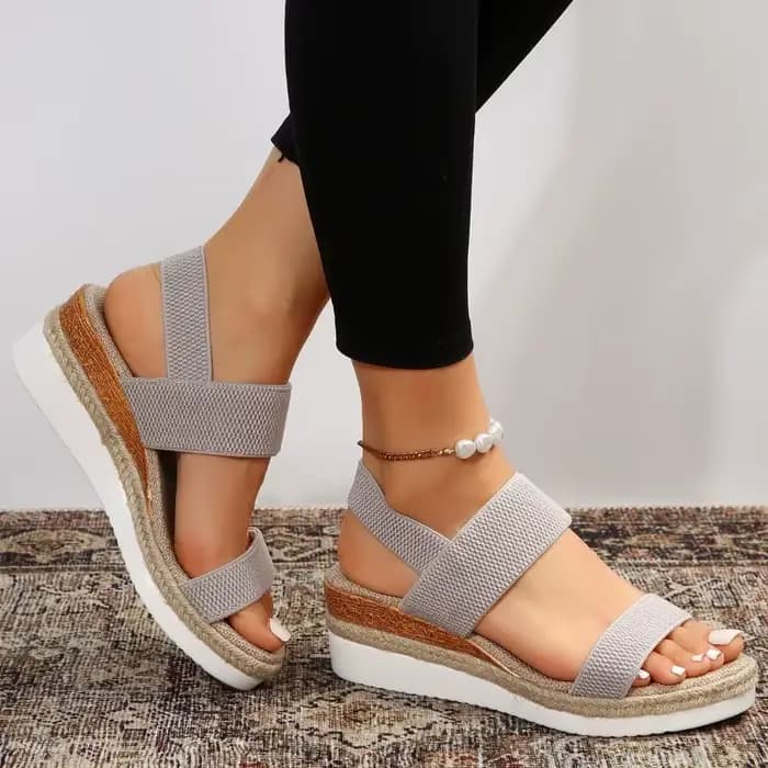 Sandales à talons compensés pour femmes, sandales d'été à plateforme de pied, ensemble ample bouche de poisson