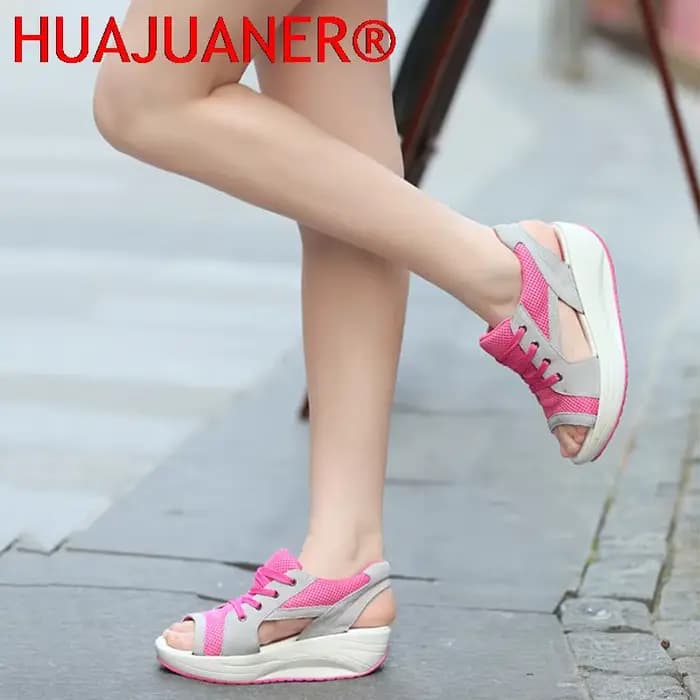 Sandales Femme 2026 Nouveauté Plateforme Chunky à Lacets Confortables Bout Ouvert Chaussures Décontractées d'Été Sportives pour Femmes