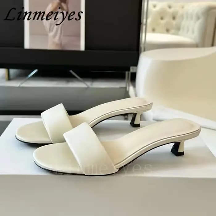 Pantoufles Peep Parker en cuir véritable pour femmes