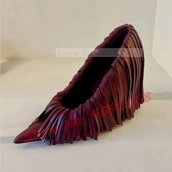 Escarpins à franges Sexy verts pour femmes