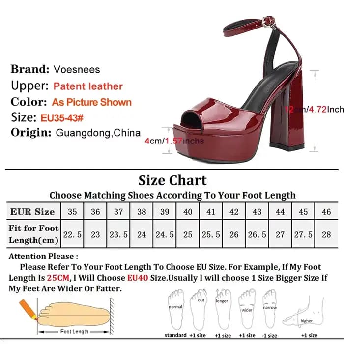 Chaussures de soirée à talons hauts épais de 12CM pour femmes